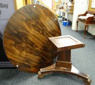 Nineteenth century rosewood circular breakfast or centre table, raised on tri-form base with