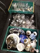 Three crates of mixed china & glass including drinking glasses, some EPNS Condition reports provided