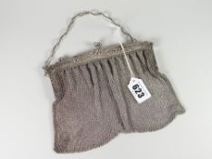 A continental silver Art Nouveau chain mail handbag with link strap Condition reports provided on