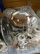 A large parcel of 'Age of Elegance' electroplate including egg coddler, candelabra ETC Condition