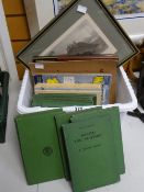 Three framed coloured etchings & a parcel of Welsh language books Condition reports provided on