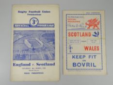 A rugby union programme for England v Scotland 1946 & another for Scotland v Wales 1939 Condition