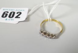 An 18ct yellow gold & platinum half-hoop eternity ring set with five small diamonds, 2.2grams