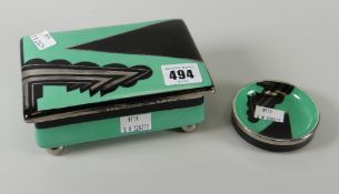 A Carltonware Art Deco-style lustre dressing-table box & matching pin dish Condition reports