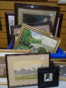 Crate of framed pictures & prints Condition reports provided on request by email for this auction