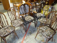 Set of six (4+2) wheel back dining chairs (6) Condition reports provided on request by email for
