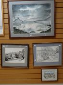 Four framed prints - two of locations in Cowbridge Condition reports provided on request by email