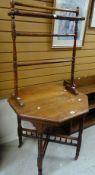 Early twentieth century octagonal occasional table together with clothes horse / towel rail (2)