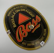 A vintage enamelled oval Bass Brewery advertising sign, 46cms Condition reports provided on