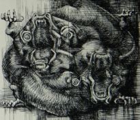 MICHAEL AYRTON (1921-1975) limited edition (12/75) print - entitled 'Minotaur', 17 x 18cms