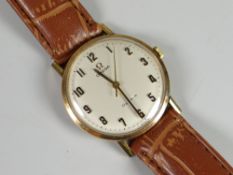 OMEGA GENEVE AUTOMATIC GENTLEMAN'S YELLOW METAL WRISTWATCH, with inscription to reverse 