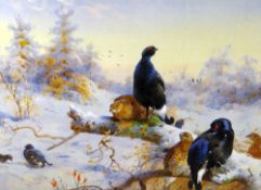 ARCHIBALD THORBURN limited edition (109/850) print - game birds in snow, unsigned, 29 x 38cms