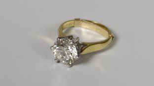 18CT GOLD DIAMOND SOLITAIRE RING, the round brilliant single stone measuring approximately 2cts (