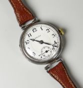 A VINTAGE ROLEX SILVER CASED WATCH stamped Rolex, Swiss made and 925, also stamped W&D for Wilsforf