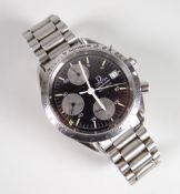 OMEGA SPEEDMASTER AUTOMATIC STAINLESS STEEL WRISTWATCH, numbered to reverse 53198170. Condition