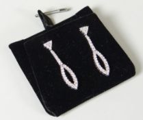 PAIR OF DIAMOND ENCRUSTED DROP EARRINGS IN 18K SETTINGS (stamped 750). 4.6 grams approximately.