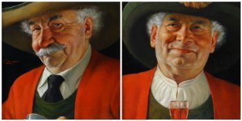 ERWIN EICHINGER (1892-1950 Austrian) oil on board, a pair - head and shoulder portraits of