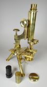W WATSON & SONS OF 313 HIGH HOLBORN, LONDON MICROSCOPE of tripod design with number 5653 in mahogany