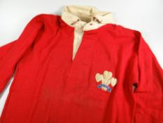 A 1950 WALES RUGBY UNION SCHOOLS MATCH WORN JERSEY NUMBER 5, ISSUED TO GARETH GRIFFITHS with white