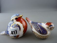 Two Royal Crown Derby bird paperweights
