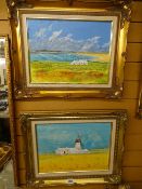 Oils on canvas, a pair - local Anglesey scenes, initialled and dated '04, 28 x 39 cms
