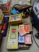 Parcel of playing cards and other sundry office items and prints