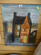 Oil on board - tavern scene