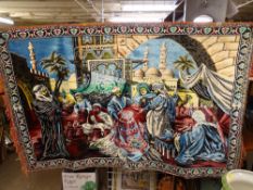 Wall hanging depicting Arabic market scene