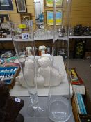 Two tall plain glass vases