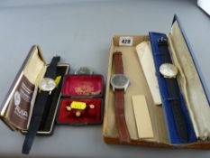 Three gent's wristwatches - Rotary, Avia and a military Recoro and a small parcel of yellow metal