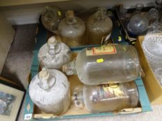 Two boxes of vintage demi-johns