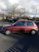 Nissan Micra car, 2001, mileage approx 15,000, 2001, red, petrol, reg no PE51 UCU - BUYER PLEASE