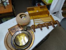 Quantity of brass and treen ware etc