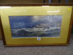 FREDERICK HAYES watercolour - shipwreck in rough seas, signed and dated 1868, 20 x 45 cms