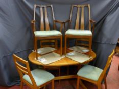 Fine Nathan teak dining suite comprising extending table, four chairs and two similar Nathan