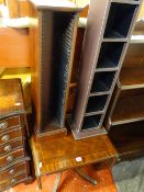 Reproduction sofa style table, two CD racks and a parcel of prints/mirrors