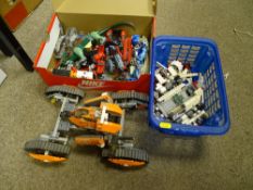 Two boxes of Lego and similar toys
