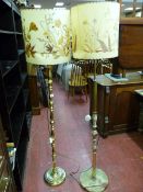 Modern brass standard lamp with shade and a brass and pseudo onyx table lamp and shade