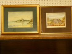 A McKAY watercolour - County Antrim Castle, 19 x 29 cms and English School watercolour - ruined