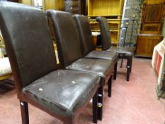 Set of four modern leather effect high back dining chairs