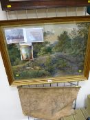 J RENSHAW watercolour - Lake District landscape river scene with sheep on a bridge, signed, 39 x