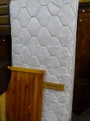 Single divan bed with modern pine headboard