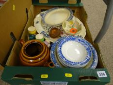 Box of mixed china and pottery