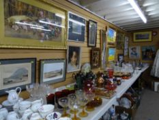 Coloured engraving - Penmaenmawr, engraving - Menai Bridge, print of a contemplating man and three