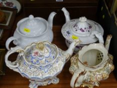 Four sundry teapots