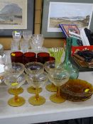 Parcel of mixed glassware including a set of six Venetian style sundae glasses