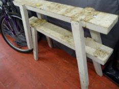 Pair of wooden saw horses