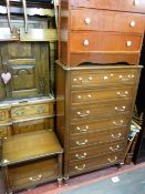 Tall modern seven drawer chest with single drawer bedside chest, another chest of four drawers, a