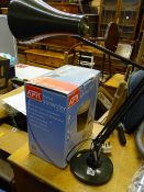 Vintage anglepoise lamp and a boxed paper shredder