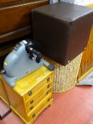 Parcel of items including narrow chest, wicker basket, exercise pedal etc